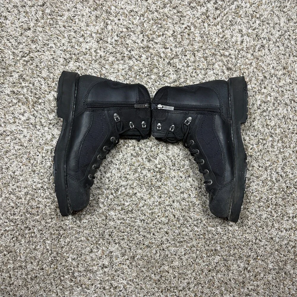 Harley Davidson Mens Boots Sz 12 Black Leather / Textile Side Zip Soft Toe